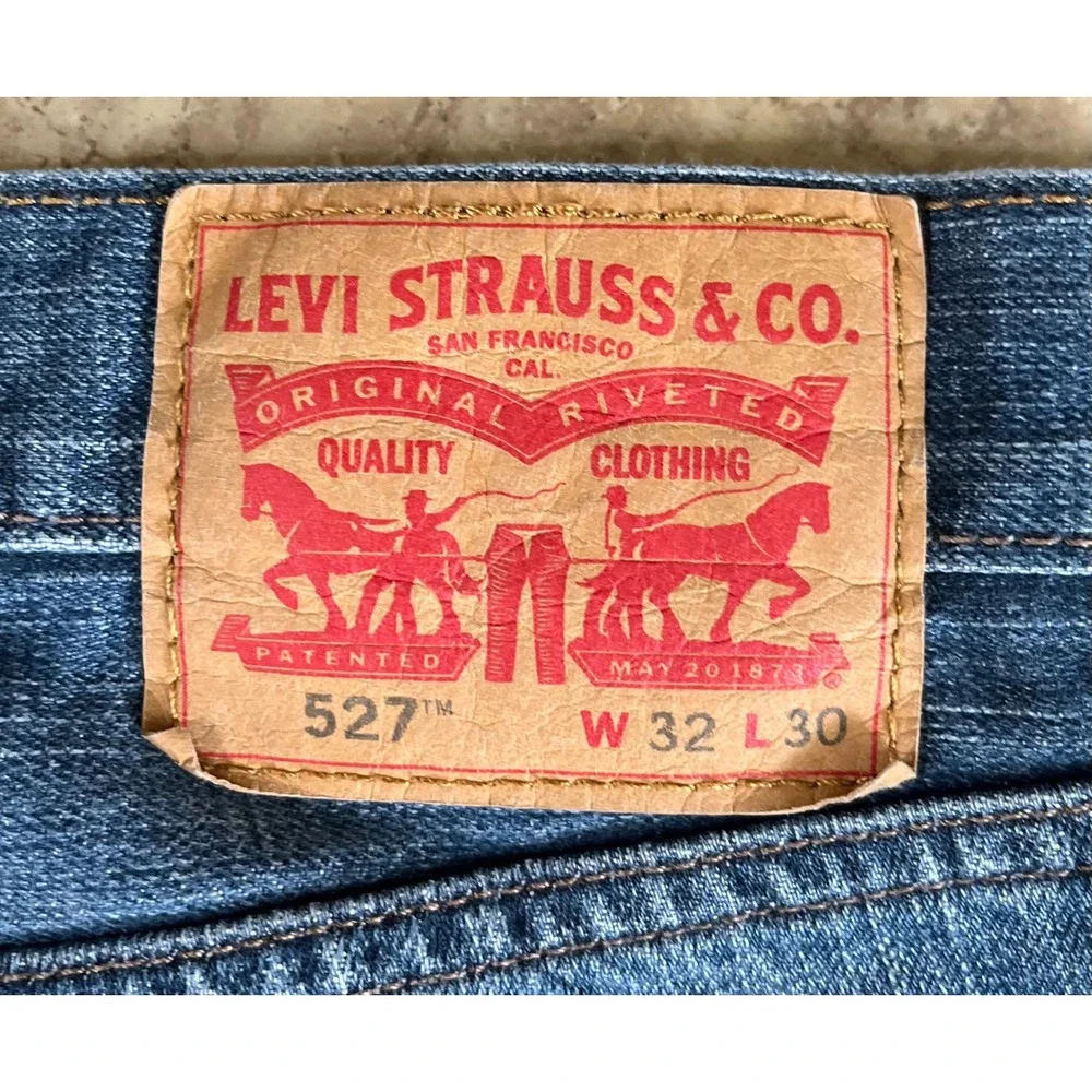 Levis 527 Slim Bootcut Jeans Mens 32x30 Blue Denim Low Rise Medium Wash 527-0491